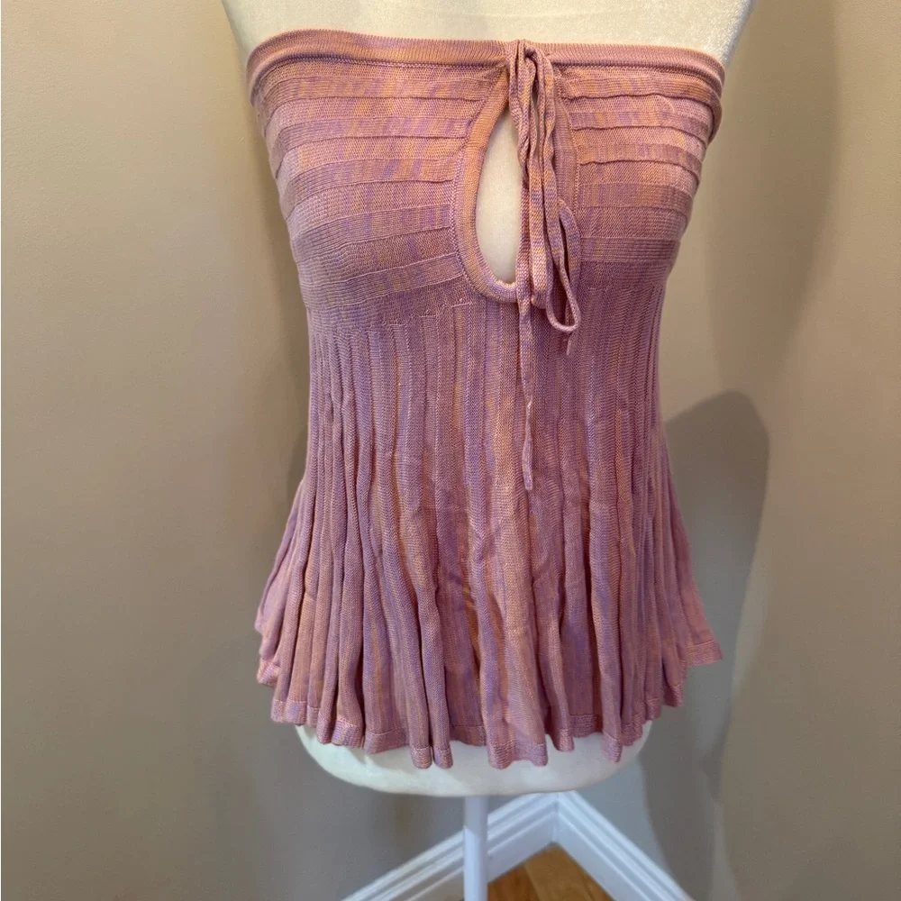 Free People Mauve Strapless Pleated Top - Picture 1 of 10